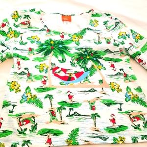 Tropical Santa tee, 3/4 sleeve, size L